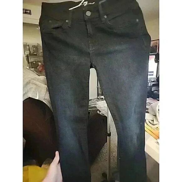 7 Seven For All Mankind Gwenevere Black Skinny Denim Jeans (size 6) excellent CR - Picture 1 of 10